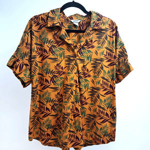 Duluth Trading Co. Popover Shirt L Printmaker Lightweight Short Sleeve Orange